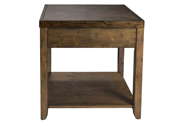 Grant Nutmeg Finish Single Drawer End Table With Lower Storage Shelf
