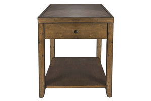 Grant Nutmeg Finish Single Drawer End Table With Lower Storage Shelf