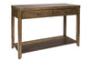 Image of Grant Nutmeg Finish Double Drawer Sofa Table With Lower Storage Shelf