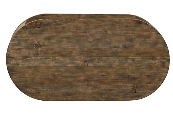 Greer Reclaimed Pine Oval Cocktail Table With Lower Storage Area And Metal Accents