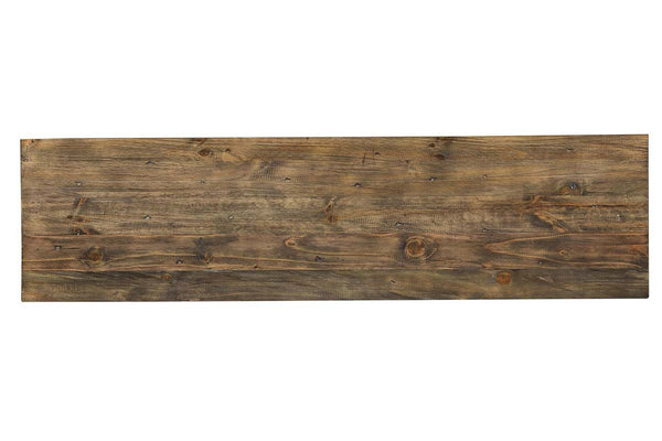 Greer Door Storage Sofa Table With Reclaimed Dark Pine Base And Top With Metallic Accents