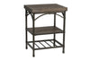 Image of Halstrom Industrial Style Wood And Metal Chair Side Table With Dark Oak Top And Two Shelves