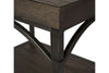 Image of Halstrom Industrial Style Wood And Metal Chair Side Table With Dark Oak Top And Two Shelves