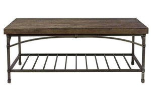 Halstrom Industrial Style Metal Base Coffee Table With Dark Oak Veneer Plank Top