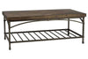 Image of Halstrom Industrial Style Metal Base Coffee Table With Dark Oak Veneer Plank Top
