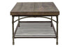 Image of Halstrom Industrial Style Metal Base Coffee Table With Dark Oak Veneer Plank Top
