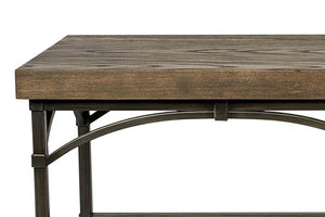 Halstrom Industrial Style Wood And Metal Sofa Table With Dark Oak Top And Two Shelves