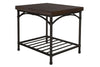 Image of Halstrom Industrial Style Wood And Metal End Table With Dark Oak Top And Shelf