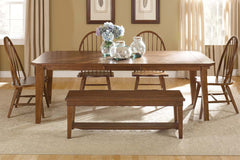 Hampstead 6 Piece Leg Table Dining Set With Windsor Back Side Chairs And Bench In A Rustic Oak Finish