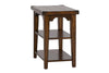 Image of Harwood Rustic Russet Brown Chair Side Table With Two Storage Shelves