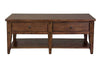 Image of Harding Rustic Brown Oak Plank Top Coffee Table With Two Drawers And Shelf