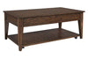 Image of Harding Lift Top Plank Top Rustic Brown Oak Coffee Table With Storage Shelf