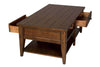 Image of Harding Rustic Brown Oak Plank Top Coffee Table With Two Drawers And Shelf