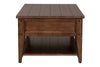 Image of Harding Rustic Brown Oak Plank Top Coffee Table With Two Drawers And Shelf
