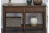 Image of Harding Traditional Two Drawer Plank Style Rustic Brown Oak Sofa Console Table