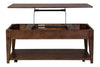 Image of Harding Lift Top Plank Top Rustic Brown Oak Coffee Table With Storage Shelf