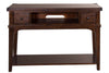 Image of Harwood Rustic Russet Brown Double Drawer Plank Top Sofa Table With Shelf