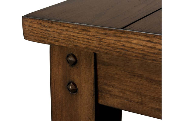 Harding Traditional Plank Style Rustic Brown Oak Tiered End Table With Two Shelves