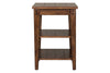 Image of Harding Traditional Plank Style Rustic Brown Oak Tiered End Table With Two Shelves