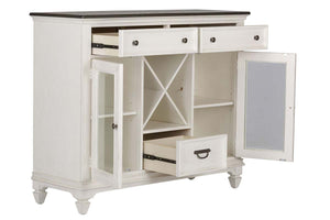 Harper Vintage White With Charcoal Top Glass Door Storage Buffet