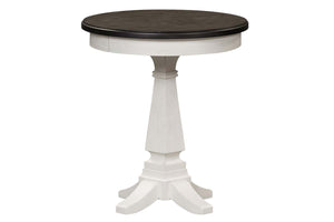 Harper Traditional Round White Chair Side Table With Pedestal Base And Charcoal Top