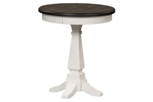Harper Traditional Round White Chair Side Table With Pedestal Base And Charcoal Top