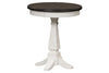 Image of Harper Traditional Round White Chair Side Table With Pedestal Base And Charcoal Top