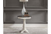 Image of Harper Traditional Round White Chair Side Table With Pedestal Base And Charcoal Top