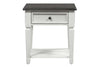 Image of Harper Traditional Single Drawer White End Table With Lower Shelf And Charcoal Top