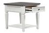Image of Harper Traditional Single Drawer White End Table With Lower Shelf And Charcoal Top