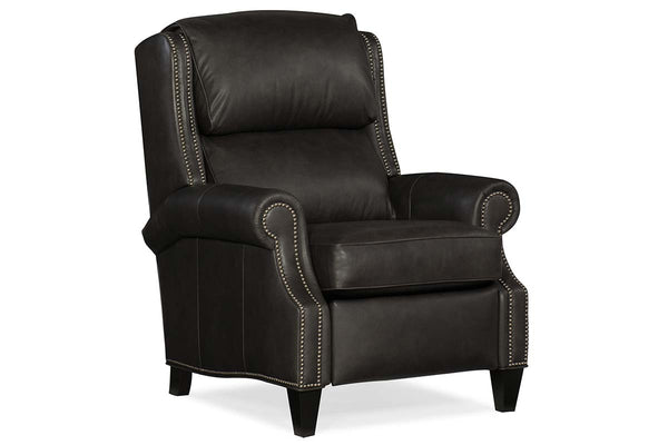 Holt Peppercorn Quick Ship Traditional Wing Back Leather Recliner