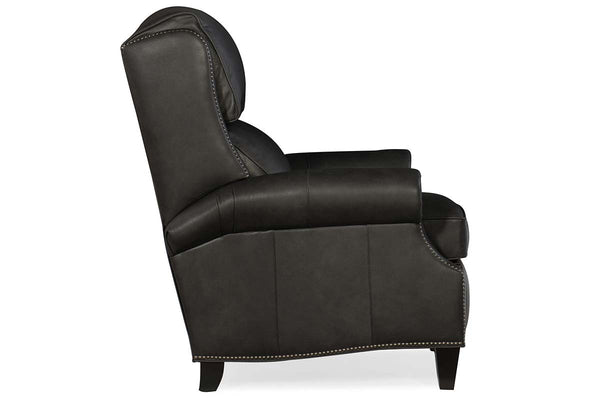 Holt Peppercorn Quick Ship Traditional Wing Back Leather Recliner