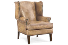Homer "Quick Ship" Traditional Leather Wingback Tall Leg Accent Chair