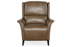 Image of Jacob Walnut Leather Dual Power "Quick Ship" Transitional Recliner