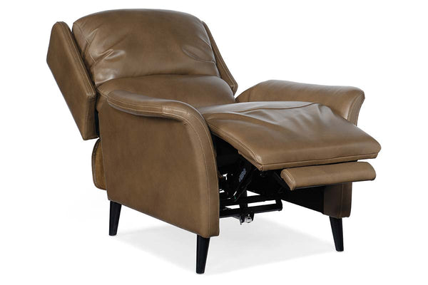 Jacob Walnut Leather Dual Power "Quick Ship" Transitional Recliner