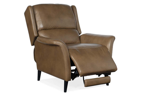 Jacob Walnut Leather Dual Power "Quick Ship" Transitional Recliner
