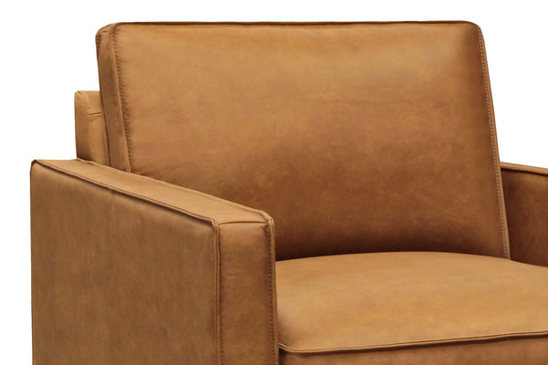 Kellan Rio Chestnut Modern Track Arm Leather Club Chair