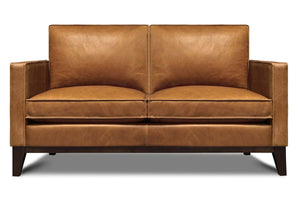Kellan Rio Chestnut Contemporary Leather Track Arm Loveseat