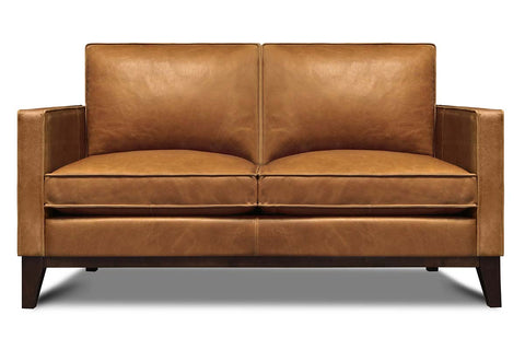 Kellan Rio Chestnut Contemporary Leather Track Arm Loveseat