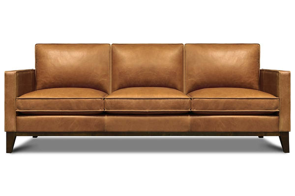 Kellan 85 Inch Modern Leather Track Arm Sofa