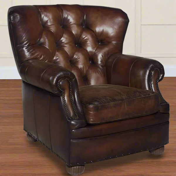 Gleason Large Tufted Leather Club Chair