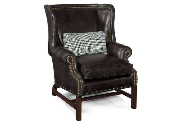 Humphrey Chippendale Leather Chair With Decorative Wood Base