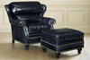 Image of James Leather Wing Bustle Back Accent Arm Chair