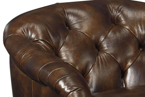 Welby Tufted Leather Tub Chair With Nail Trim