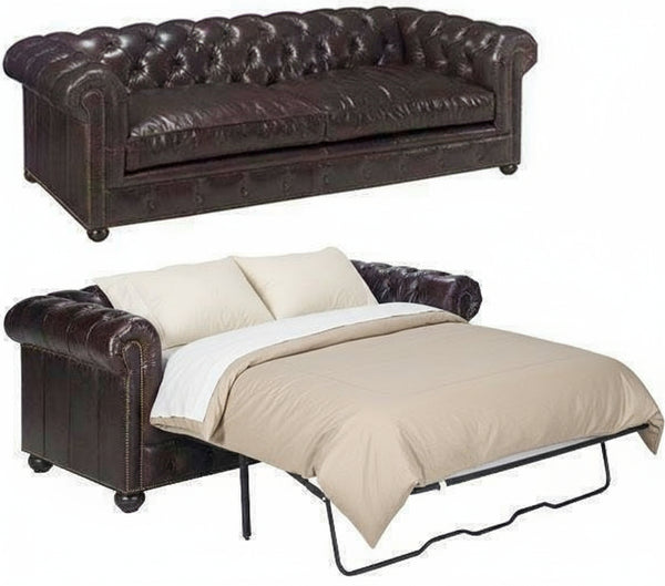 Barrington 88 Inch Leather Tufted Sleeper Sofa