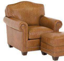 Harmon Arched Back Leather Chair w/ Nailhead Trim