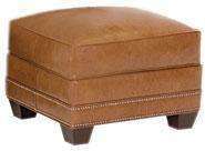 Harmon "Designer Style" Leather Ottoman w/ Nailhead Trim