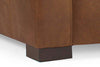 Image of Harrison Leather Top Stitched Footstool Ottoman