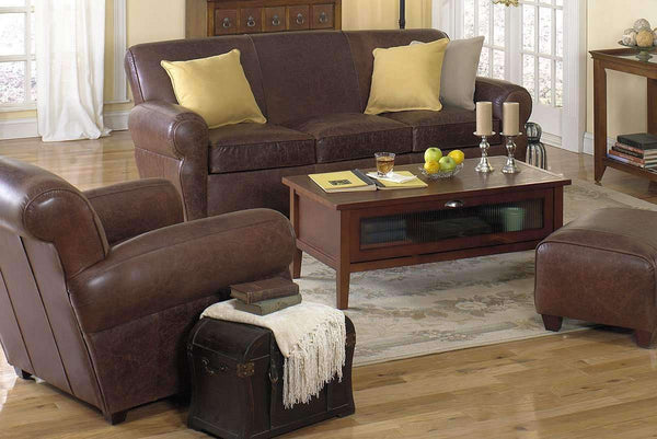 Leather Furniture Parker Leather Three Piece Queen Sleeper Sofa Set