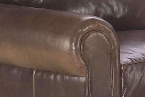 Rockefeller 85 Inch Traditional Leather Pillowback Sofa